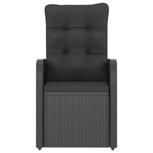 5-Piece Outdoor Dining Set with Cushions Poly Rattan Wicker Outdoor Patio Furniture Black - Image 4