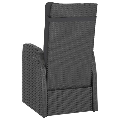 5-Piece Outdoor Dining Set with Cushions Poly Rattan Wicker Outdoor Patio Furniture Black - Image 6