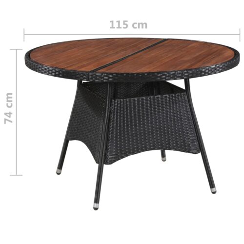 5-Piece Outdoor Dining Set with Cushions Poly Rattan Wicker Outdoor Patio Furniture Black - Image 11