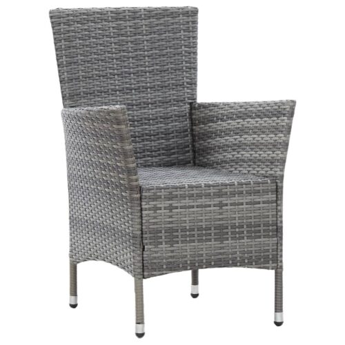 5-Piece Outdoor Dining Set with Cushions Poly Rattan Wicker Outdoor Patio Furniture Grey - Image 6