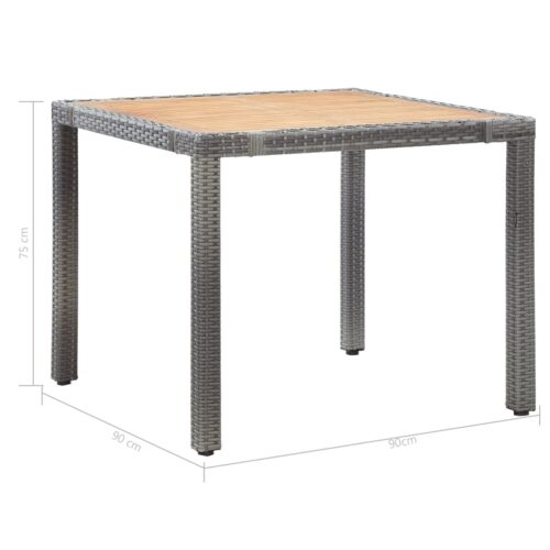 5-Piece Outdoor Dining Set with Cushions Poly Rattan Wicker Outdoor Patio Furniture Grey - Image 10