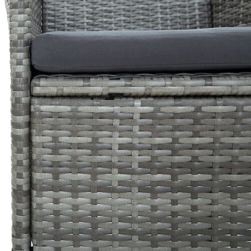 5-Piece Outdoor Dining Set with Cushions Poly Rattan Wicker Outdoor Patio Furniture Grey - Image 7