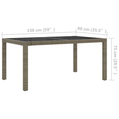 5-Piece Outdoor Dining Set with Cushions Poly Rattan Wicker Outdoor Patio Furniture Grey - Image 11