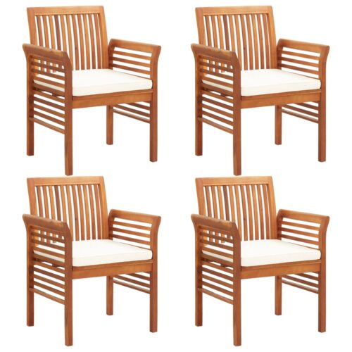 5-Piece Outdoor Dining Set with Cushions Wood Timber Outdoor Patio Furniture Acacia - Image 5