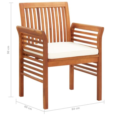 5-Piece Outdoor Dining Set with Cushions Wood Timber Outdoor Patio Furniture Acacia - Image 10