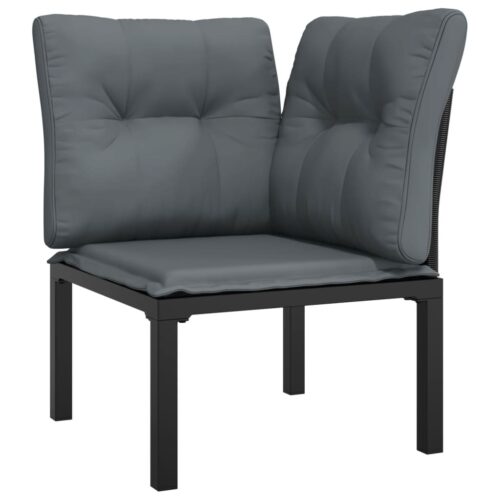 6-Piece Garden Lounge Set Black Grey Poly Rattan Wicker Outdoor Patio Furniture - Image 4