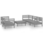6-Piece Outdoor Sofa Set Garden Patio Lounge Chairs Furniture Pine Wood Grey