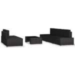 6-Piece Garden Lounge Set Poly Rattan Wicker Outdoor Patio Furniture Black