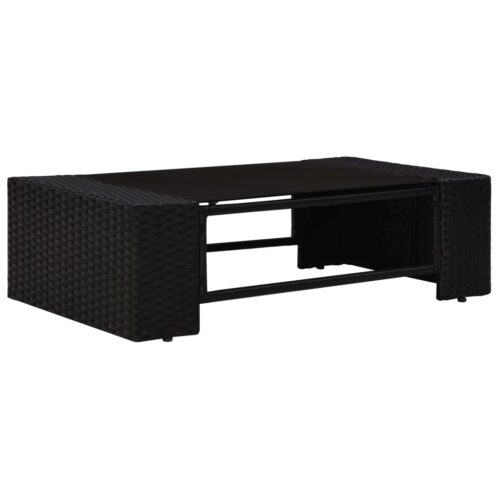 6-Piece Garden Lounge Set Poly Rattan Wicker Outdoor Patio Furniture Black - Image 4