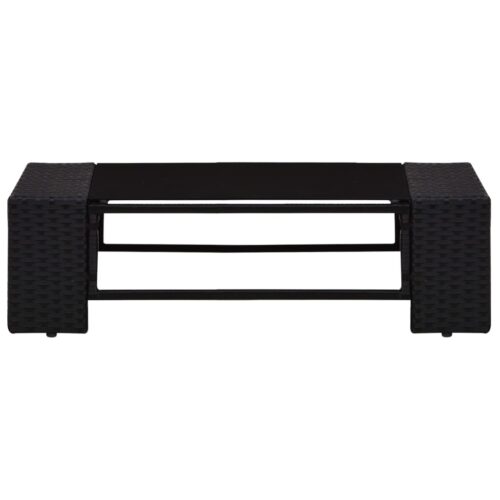 6-Piece Garden Lounge Set Poly Rattan Wicker Outdoor Patio Furniture Black - Image 5