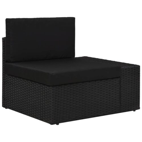 6-Piece Garden Lounge Set Poly Rattan Wicker Outdoor Patio Furniture Black - Image 6