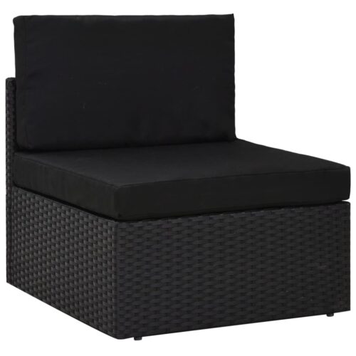 6-Piece Garden Lounge Set Poly Rattan Wicker Outdoor Patio Furniture Black - Image 10
