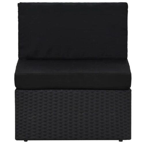 6-Piece Garden Lounge Set Poly Rattan Wicker Outdoor Patio Furniture Black - Image 11