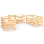 6-Piece Garden Lounge Set Pine Wood Outdoor Patio Furniture