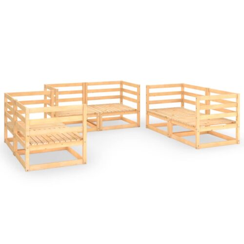 6-Piece Garden Lounge Set Pine Wood Outdoor Patio Furniture