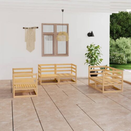 6-Piece Garden Lounge Set Pine Wood Outdoor Patio Furniture - Image 2