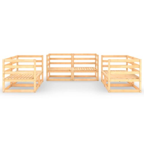 6-Piece Garden Lounge Set Pine Wood Outdoor Patio Furniture - Image 3
