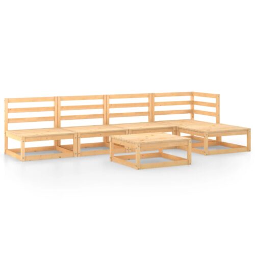 6-Piece Garden Lounge Set Pine Wood Outdoor Patio Furniture