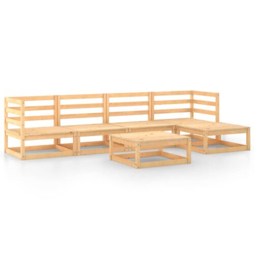6-Piece Garden Lounge Set Pine Wood Outdoor Patio Furniture