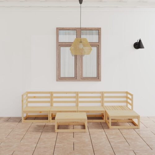 6-Piece Garden Lounge Set Pine Wood Outdoor Patio Furniture - Image 3
