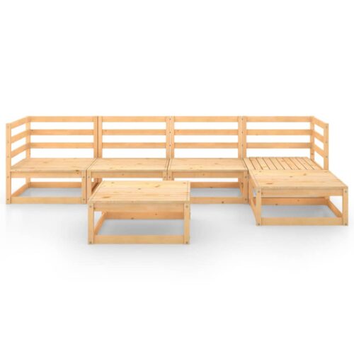 6-Piece Garden Lounge Set Pine Wood Outdoor Patio Furniture - Image 4
