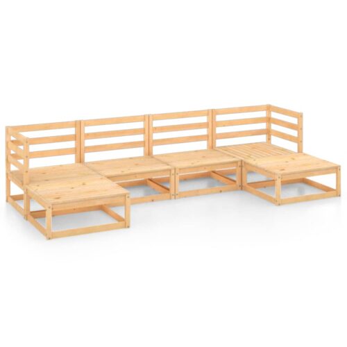 6-Piece Garden Lounge Set Pine Wood Outdoor Patio Furniture