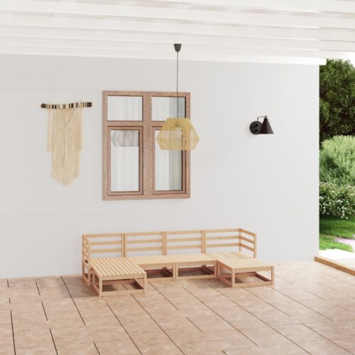 6-Piece Garden Lounge Set Pine Wood Outdoor Patio Furniture - Image 3