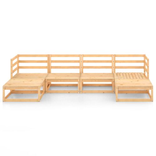 6-Piece Garden Lounge Set Pine Wood Outdoor Patio Furniture - Image 4