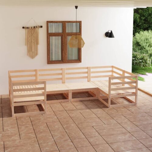 6-Piece Garden Lounge Set Pine Wood Outdoor Patio Furniture - Image 2