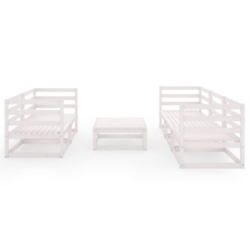 6-Piece Garden Lounge Set White Pine Wood Outdoor Patio Furniture - Image 4