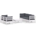 6-Piece Garden Lounge Set with Anthracite Cushions Pine Wood Outdoor Patio Furniture