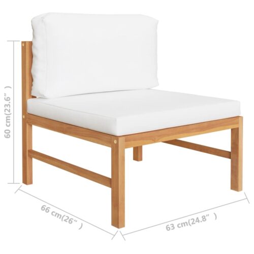 6-Piece Garden Lounge Set with Cream Cushions Acacia Wood Timber Outdoor Patio Furniture - Image 9