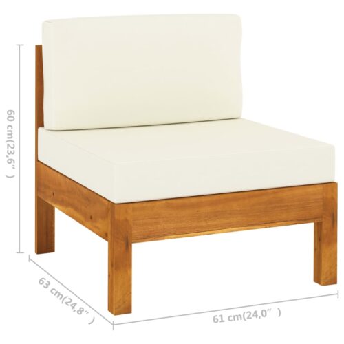 6-Piece Garden Lounge Set with Cream White Cushions Acacia Wood - Image 11