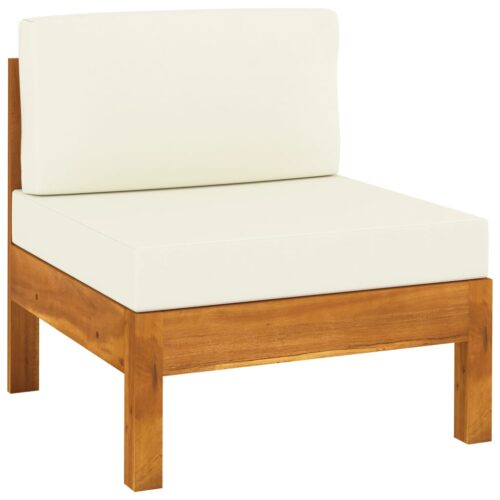 6-Piece Garden Lounge Set with Cream White Cushions Acacia Wood - Image 5