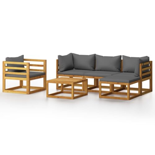 6-Piece Garden Lounge Set with Cushion Acacia Wood Timber Outdoor Patio Furniture