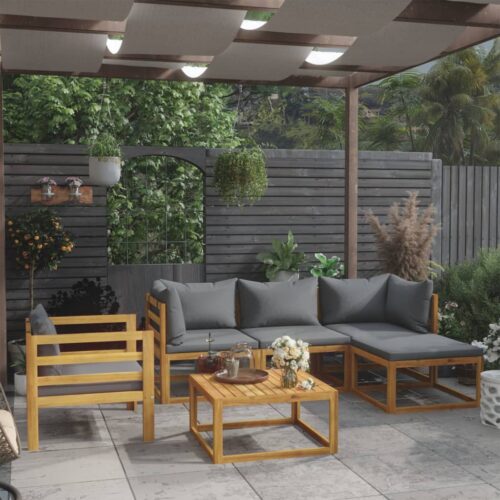 6-Piece Garden Lounge Set with Cushion Acacia Wood Timber Outdoor Patio Furniture - Image 2