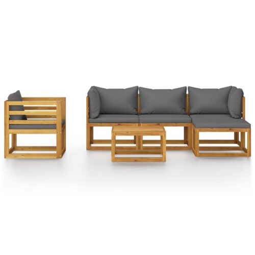 6-Piece Garden Lounge Set with Cushion Acacia Wood Timber Outdoor Patio Furniture - Image 3