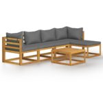 6-Piece Garden Lounge Set with Cushion Acacia Wood Timber Outdoor Patio Furniture