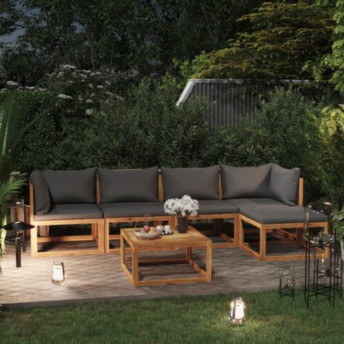 6-Piece Garden Lounge Set with Cushion Acacia Wood Timber Outdoor Patio Furniture - Image 2