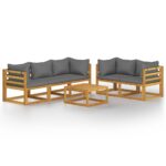 6-Piece Garden Lounge Set with Cushion Acacia Wood Timber Outdoor Patio Furniture