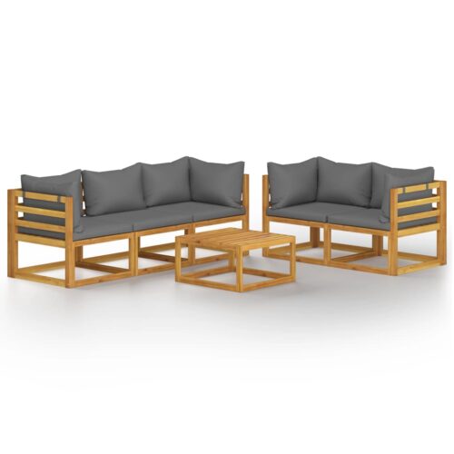 6-Piece Garden Lounge Set with Cushion Acacia Wood Timber Outdoor Patio Furniture