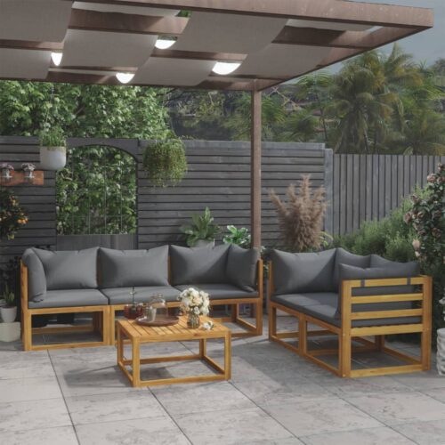 6-Piece Garden Lounge Set with Cushion Acacia Wood Timber Outdoor Patio Furniture - Image 3