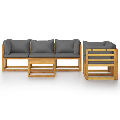 6-Piece Garden Lounge Set with Cushion Acacia Wood Timber Outdoor Patio Furniture - Image 4