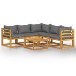 6-Piece Garden Lounge Set with Cushion Acacia Wood Timber Outdoor Patio Furniture