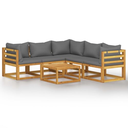 6-Piece Garden Lounge Set with Cushion Acacia Wood Timber Outdoor Patio Furniture