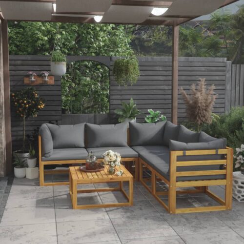 6-Piece Garden Lounge Set with Cushion Acacia Wood Timber Outdoor Patio Furniture - Image 2