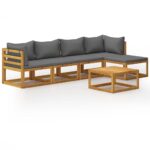 6-Piece Garden Lounge Set with Cushion Acacia Wood Timber Outdoor Patio Furniture