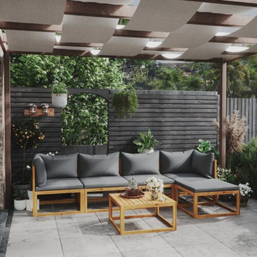 6-Piece Garden Lounge Set with Cushion Acacia Wood Timber Outdoor Patio Furniture - Image 2