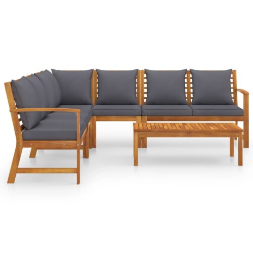6-Piece Garden Lounge Set with Cushion Acacia Wood Timber Outdoor Patio Furniture - Image 4