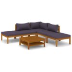 6-Piece Garden Lounge Set with Cushion Acacia Wood Timber Outdoor Patio Furniture